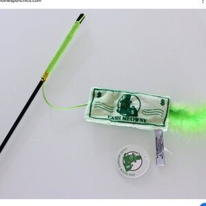 Cat Lady Green & Black 'Cash Meowny' Cat Wand Toy One Size